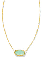 Elisa Pendant Necklace Gold Light Green Mother Of Pearl