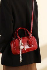 Red Charm Minimalist Retro Handbag Sleek Commuter Bag